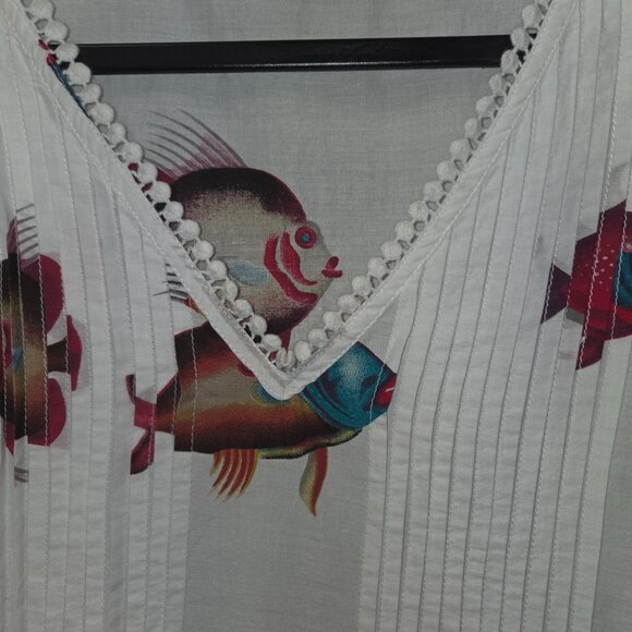 Soft Surroundings XL Fish Print Tunic Dress 3926 - Picture 3 of 8